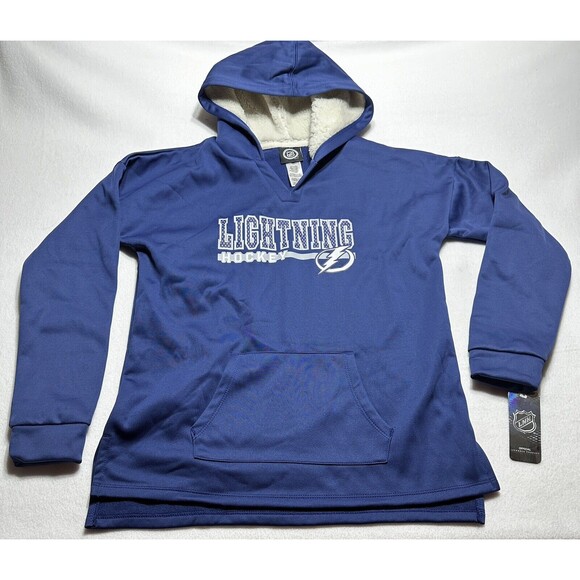 Tampa Bay Lightning NHL Hoodie Long Sleeve Fleece Sweatshirt Size XL 14/16 NWT - Picture 1 of 9